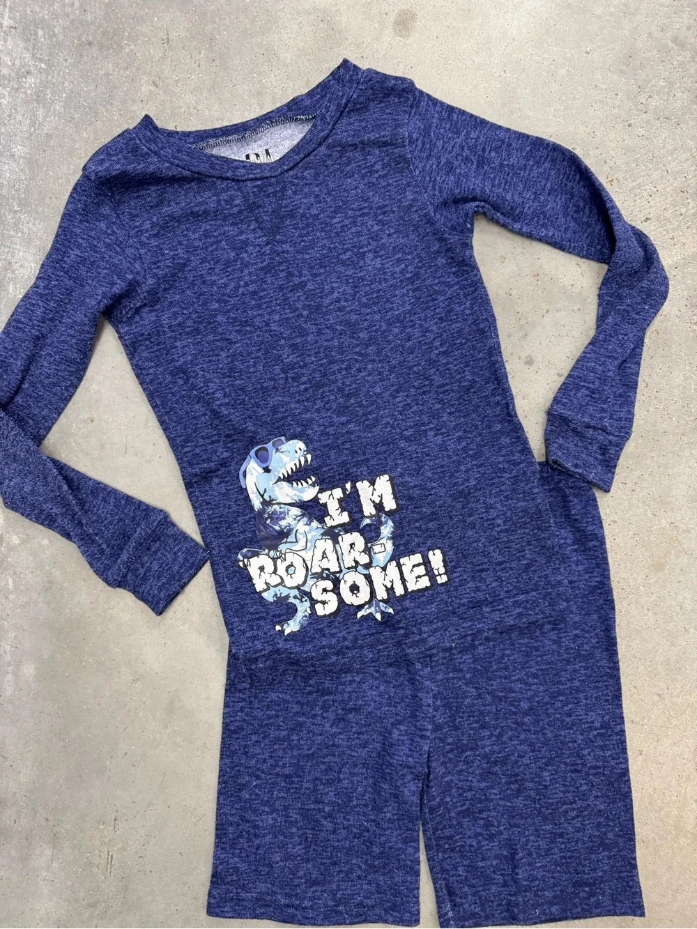 Boys Dinosaur Pajama One Piece Size 7 Blue Long Sleeve